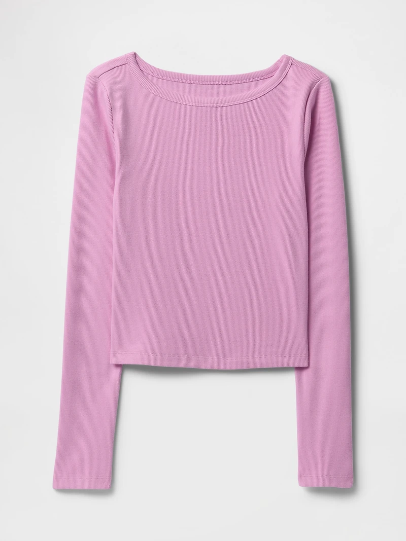 Heavyweight Rib Boatneck Crop T-Shirt