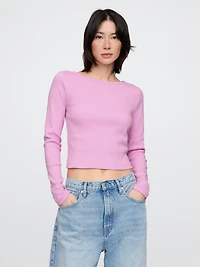 Heavyweight Rib Boatneck Crop T-Shirt