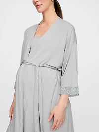 Maternity Lace Trim Robe Modal