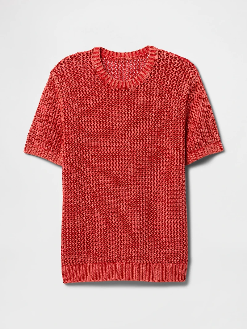 Crochet Mesh Crewneck T-Shirt