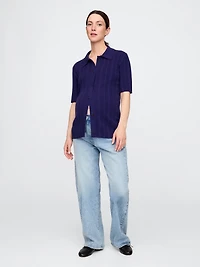 Maternity Rib Polo Shirt Shirt