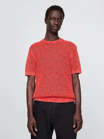 Crochet Mesh Crewneck T-Shirt