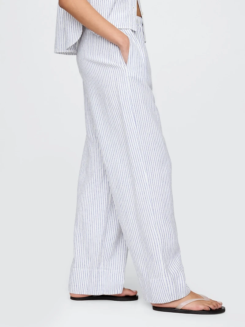 Linen-Blend Easy Wide-Hem Pants