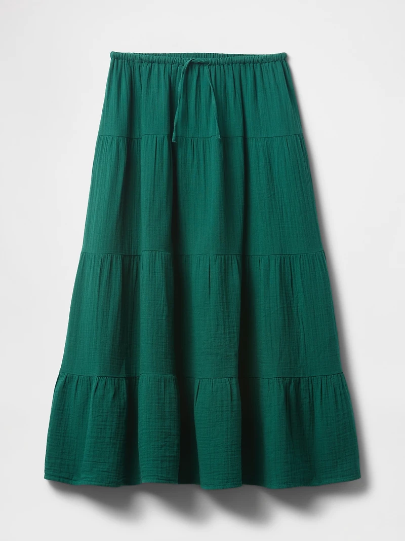 Cotton Gauze Tiered Maxi Skirt
