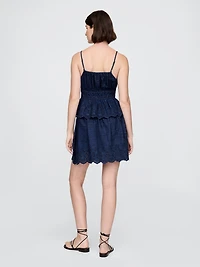 Eyelet Denim Mini Skirt