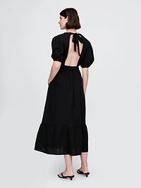 Cotton Gauze Open-Back Midi Dress