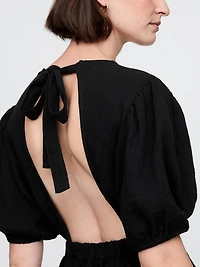 Cotton Gauze Open-Back Midi Dress