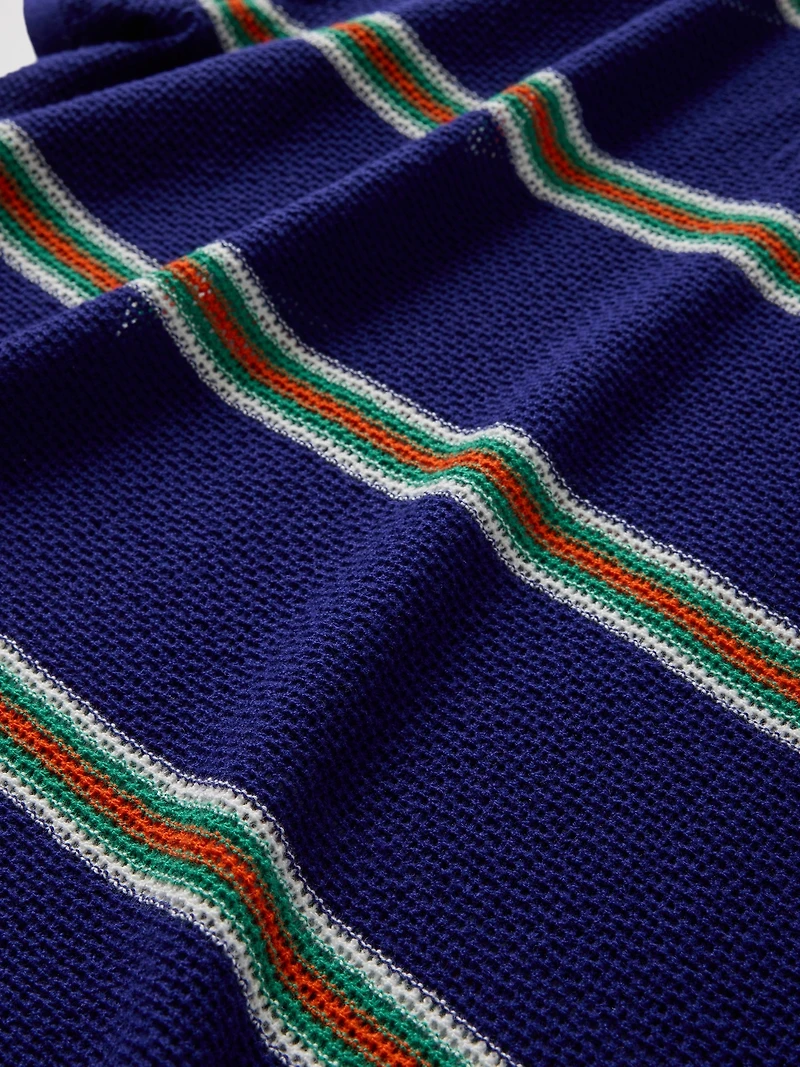 Textured Crochet Polo Shirt Sweater