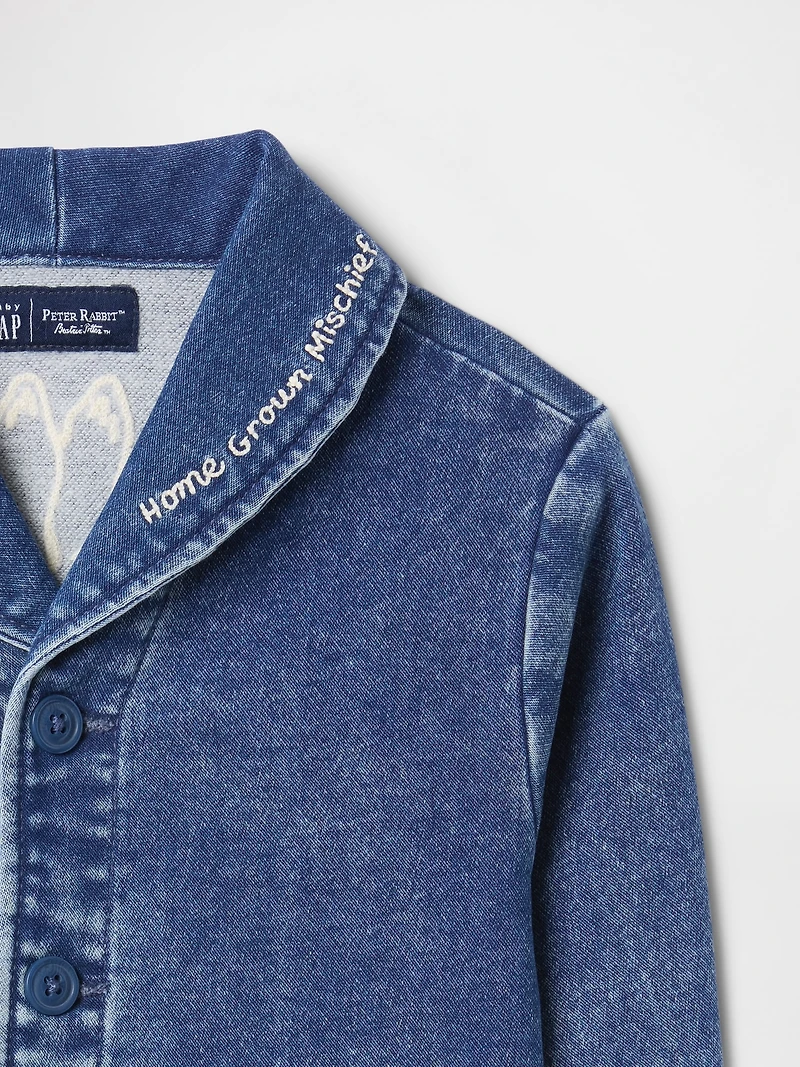 Baby Peter Rabbit™ Knit Denim Shawl Cardigan