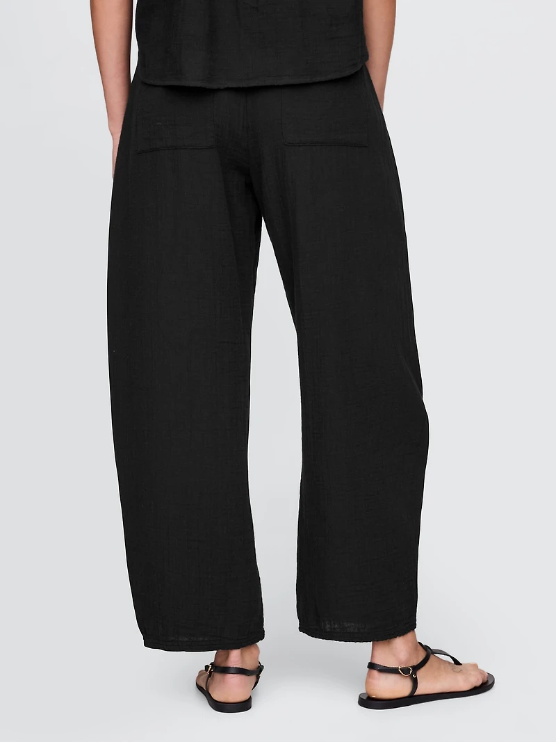 Cotton Gauze Easy Barrel Pants