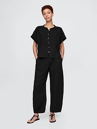 Cotton Gauze Easy Barrel Pants