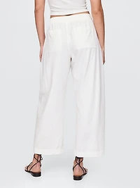 Mid Rise Linen-Blend Easy Barrel Pants