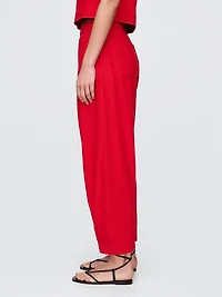 Mid Rise Linen-Blend Easy Barrel Pants