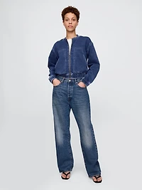 Knit Denim Bomber Jacket