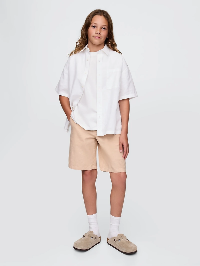 Kids 8" Linen-Cotton Shorts