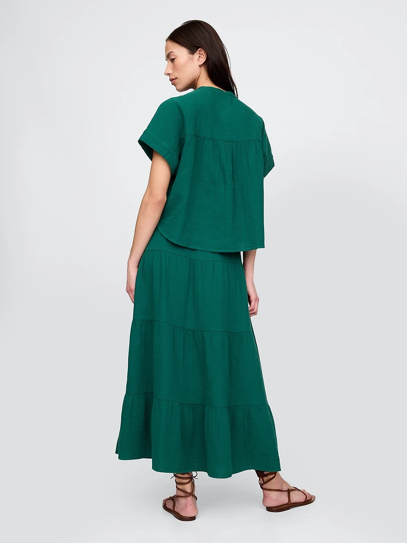 Cotton Gauze Tiered Maxi Skirt