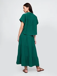 Cotton Gauze Tiered Maxi Skirt