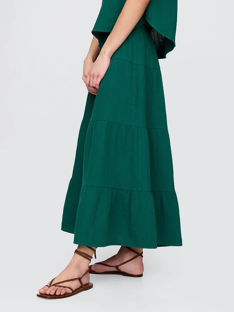 Cotton Gauze Tiered Maxi Skirt