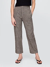 Linen-Blend Relaxed Straight Ankle Pants