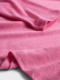 Linen-Blend Boatneck Crop T-Shirt