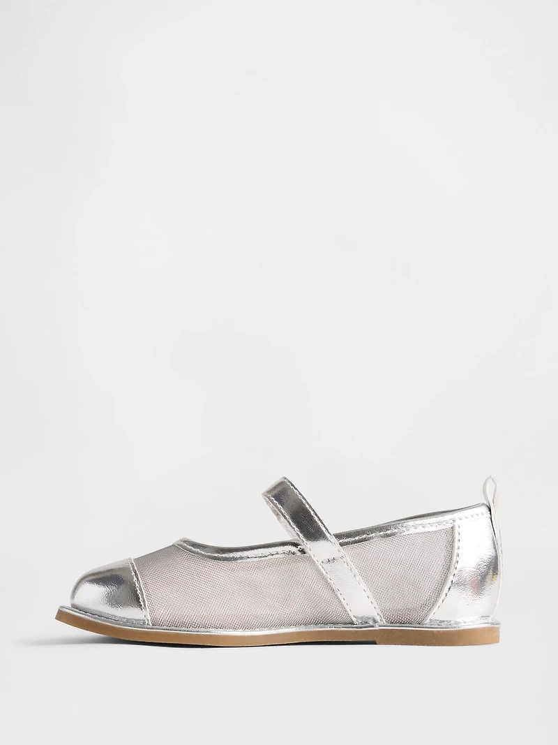 Toddler Metallic Mesh Mary Jane Flats