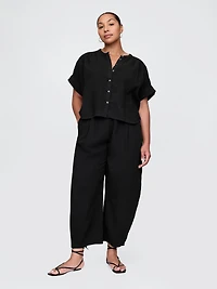 Cotton Gauze Easy Barrel Pants
