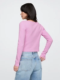 Heavyweight Rib Boatneck Crop T-Shirt