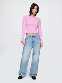 Heavyweight Rib Boatneck Crop T-Shirt