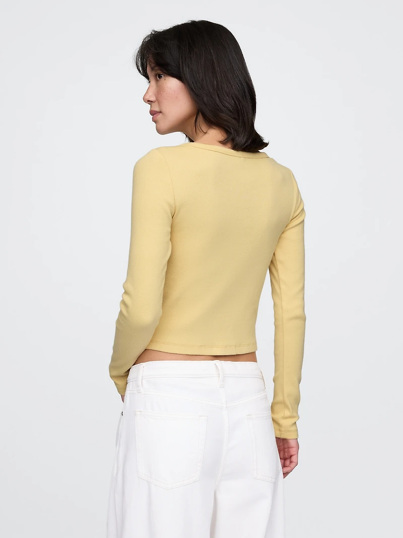 Heavyweight Rib Boatneck Crop T-Shirt