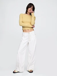 Heavyweight Rib Boatneck Crop T-Shirt