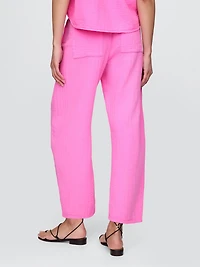 Cotton Gauze Easy Barrel Pants