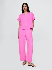 Cotton Gauze Easy Barrel Pants