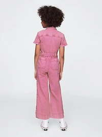 Kids Belted Denim Jumpsuit