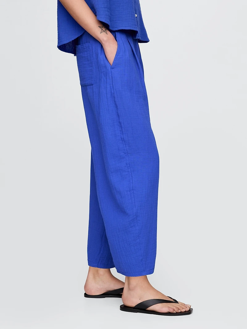 Cotton Gauze Easy Barrel Pants