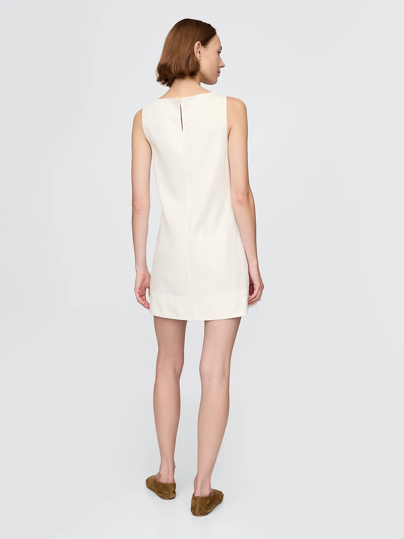 Linen-Blend Mini Shift Dress