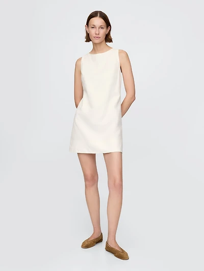 Linen-Blend Mini Shift Dress