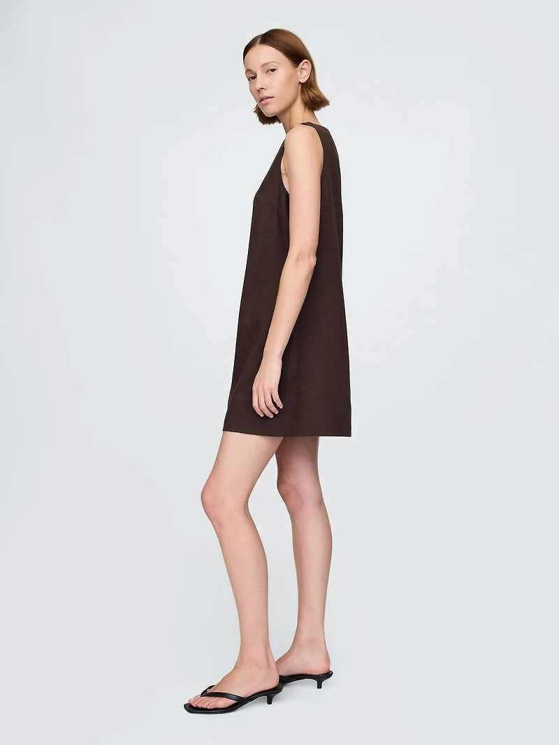 Linen-Blend Mini Shift Dress