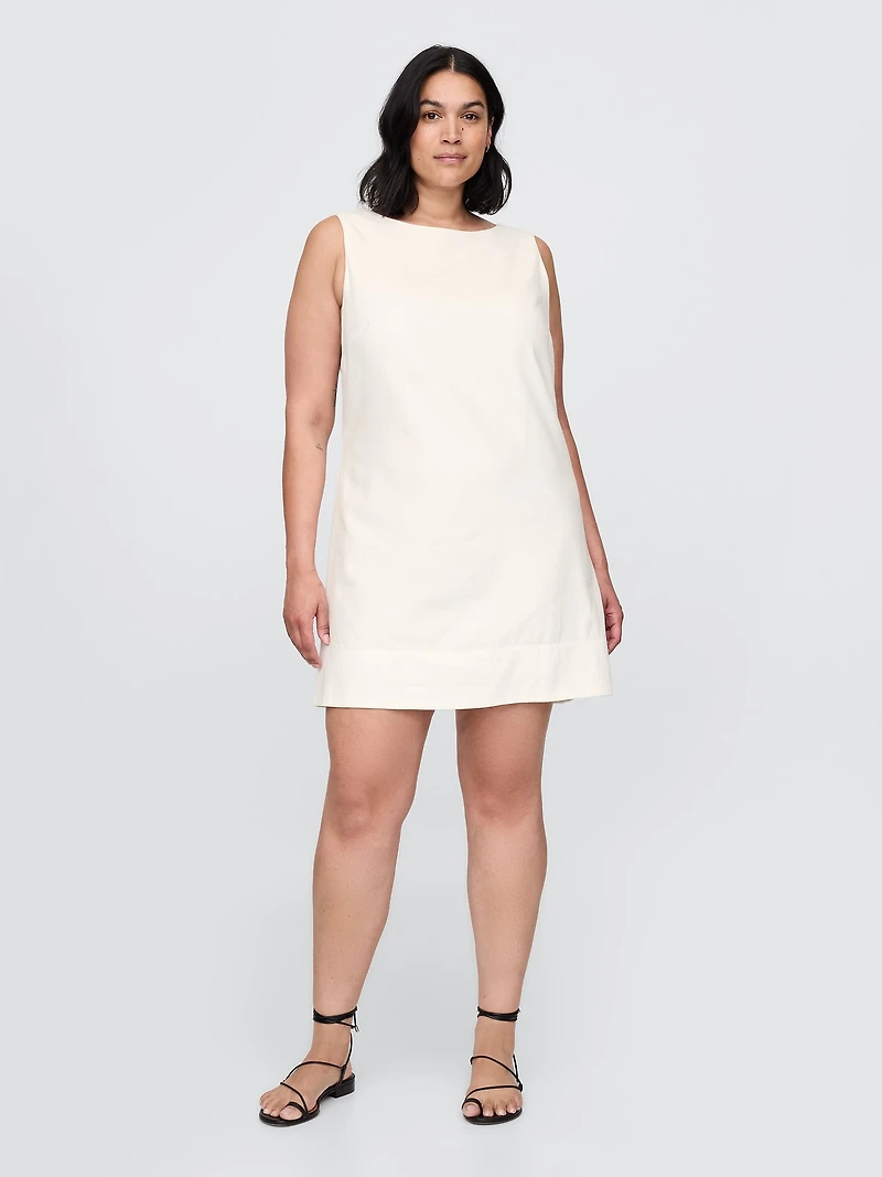 Linen-Blend Mini Shift Dress