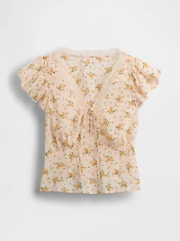 Lace-Trim Floral Top