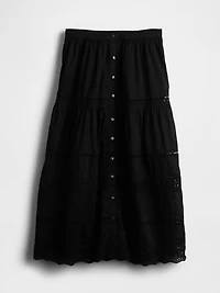 Tiered Lace-Trim Maxi Skirt