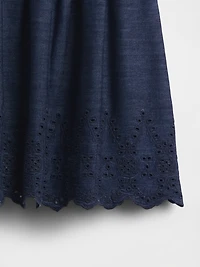 Eyelet Denim Mini Skirt