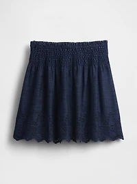 Eyelet Denim Mini Skirt