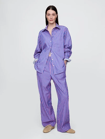 Organic Cotton Poplin Easy Wide-Leg Pants