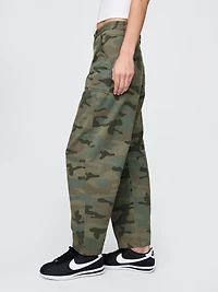 Mid Rise Twill Barrel Pants