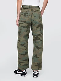 Mid Rise Twill Barrel Pants