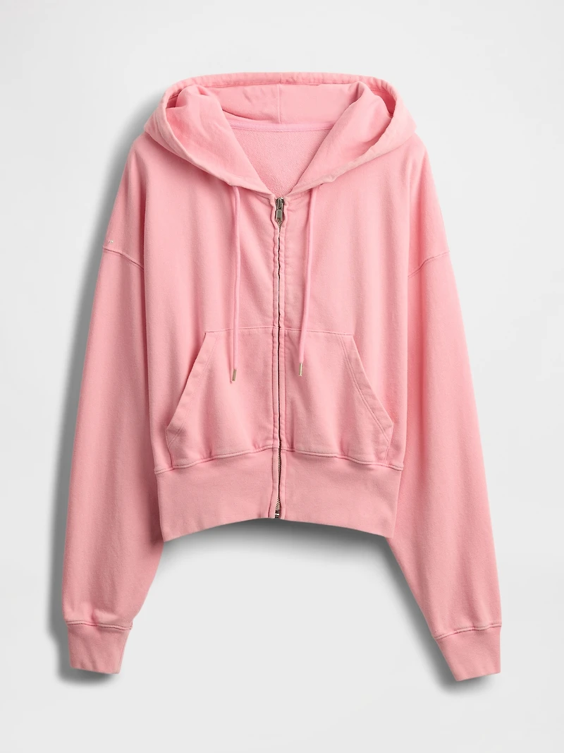French Terry Oversized Zip Wedge Hoodie