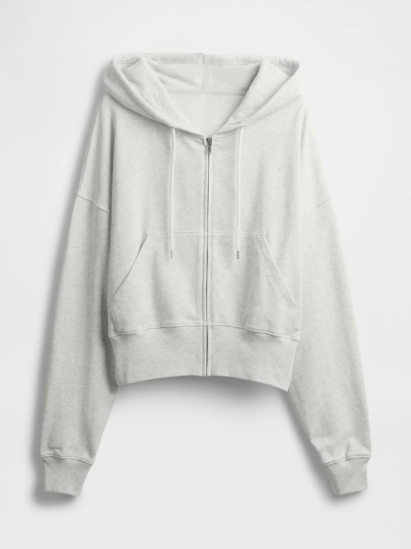 French Terry Oversized Zip Wedge Hoodie