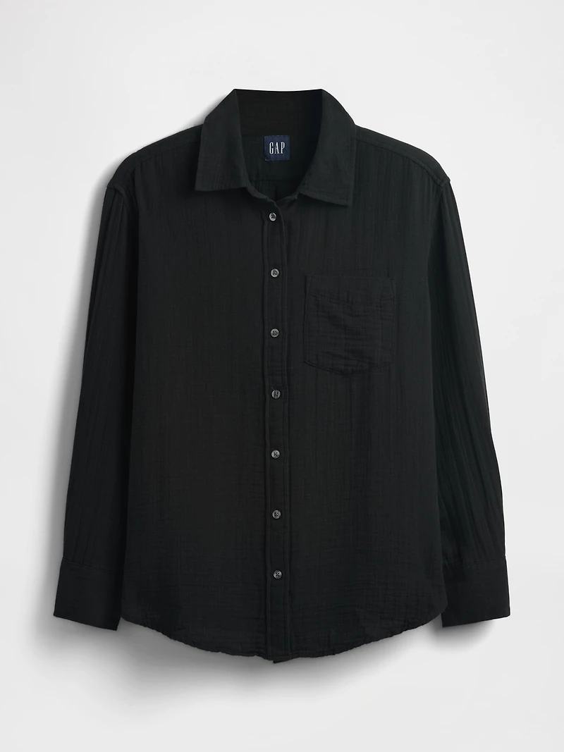 Cotton Gauze Button-Down Shirt
