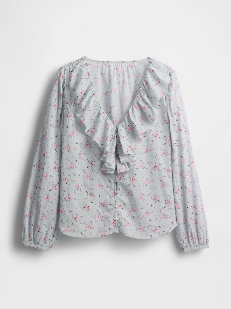 Ruffle V-Neck Shirt