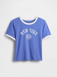 Cotton Jersey New York Logo Shrunken T-Shirt